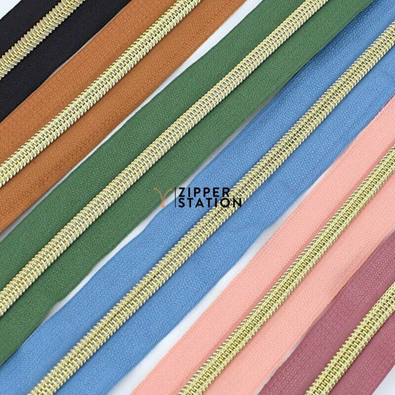 Nylon Continuous #5 Zip - Gold Teeth (NO SLIDERS)
