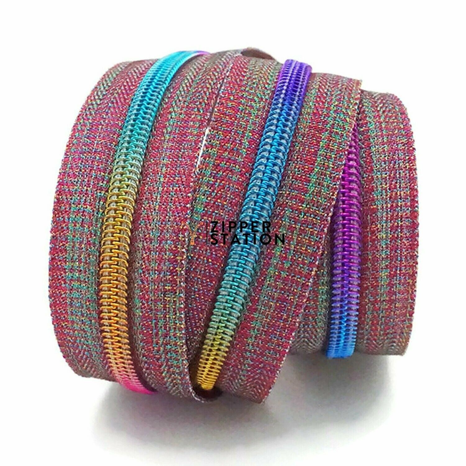 Nylon Continuous 5 Zip Multi Rainbow No Sliders Nylon Continuous 5 Zip Multi Rainbow No Sliders