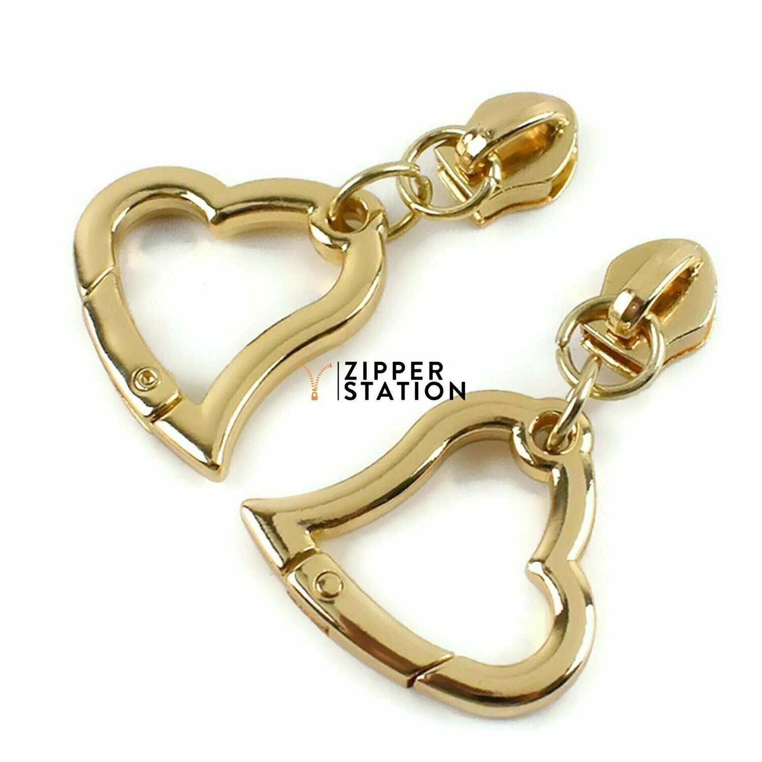 #5 Nylon Coil Zip Sliders/Pulls - Heart with Clasp