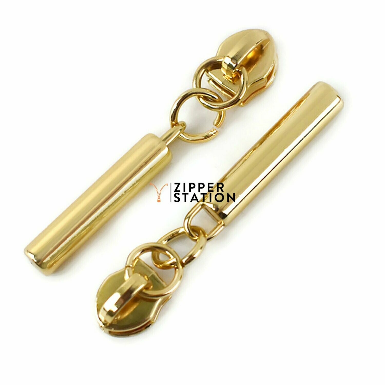 #5 Nylon Coil Zip Sliders/Pulls - Cylinder Pull, Colour: Gold