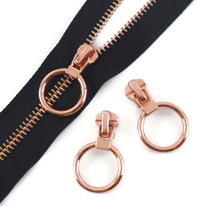 #5 Metal Rose Gold O-Ring Zip Sliders