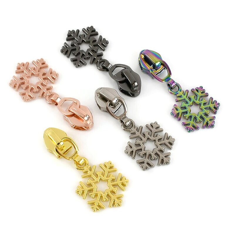 #5 Nylon Coil Zip Sliders/Pulls - SnowFlake Pull
