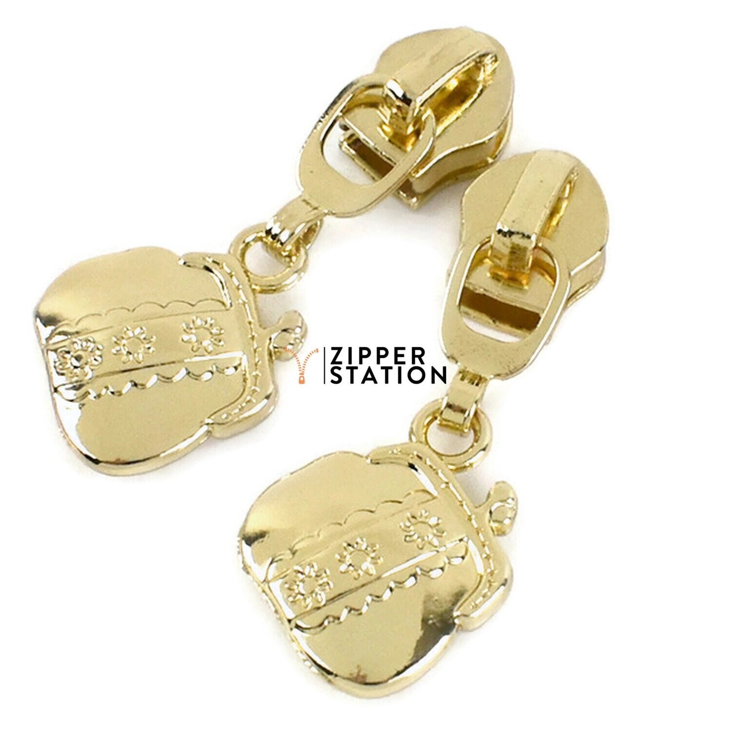 #5 Nylon Coil Zip Sliders/Pulls - Bag Pull, Colour: Gold