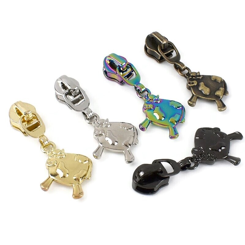 #5 Nylon Coil Zip Sliders/Pulls - Cow Pull