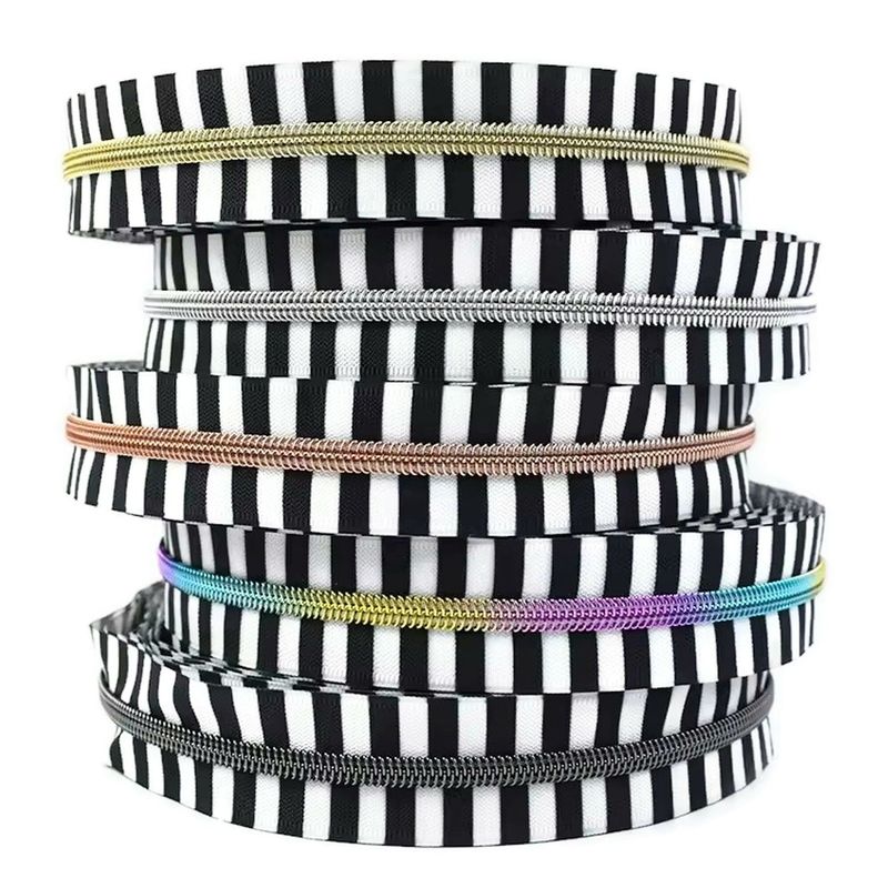 Black and White Stripe Tape - Nylon Continuous #5 Zip (NO SLIDERS) Black and White Stripe Tape - Nylon Continuous #5 Zip (NO SLIDERS)