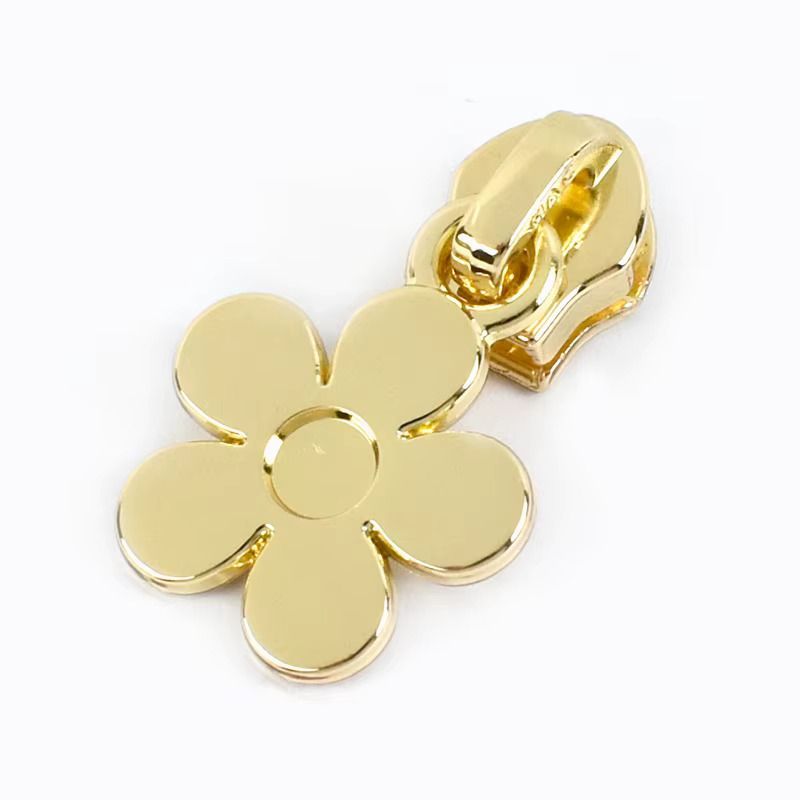 #5 Nylon Coil Zip Sliders/Pulls - Floral Pull, Colour: Gold