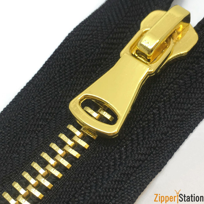G8OE Heavy Duty No8 Polished Gold Teeth Zip/Metal Open End Zipper