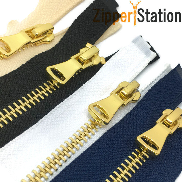 Polished Gold Open End Metal #5 Zip
