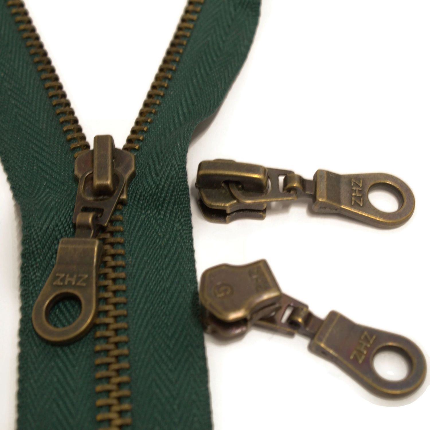 Brass Metal #5 Zip Sliders  - Clearance