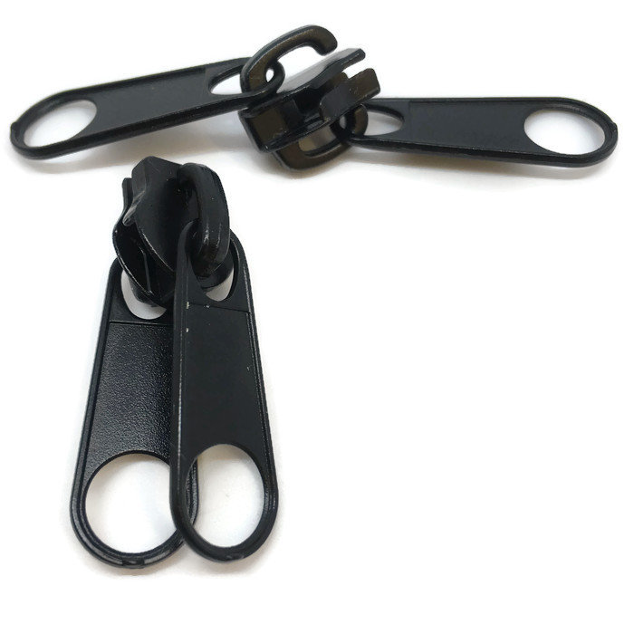 #5 Nylon Coil Zip DOUBLE Sliders/Pulls, Colour: Black