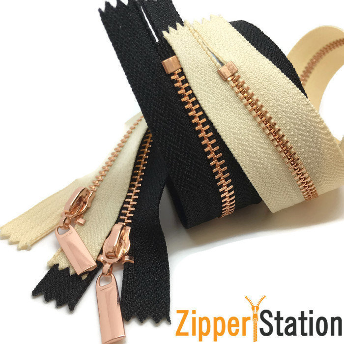 YaHoGa 10 Pack #3 Gold Metal Zippers - 12 Inch Close End, Black Tape, For Sewing Bags, Jackets, Dresses