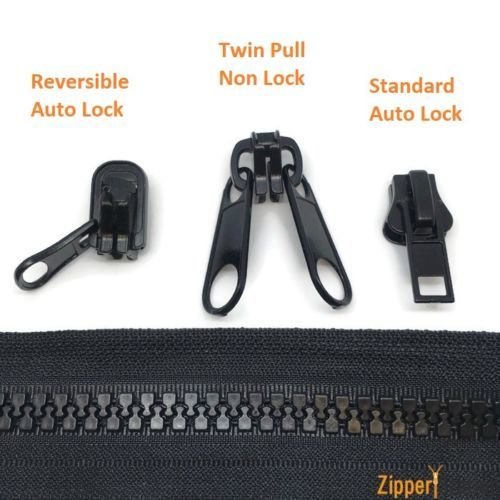 8 Heavy Duty Continuous Zip, LOCKABLE sliders for suitcase, tent