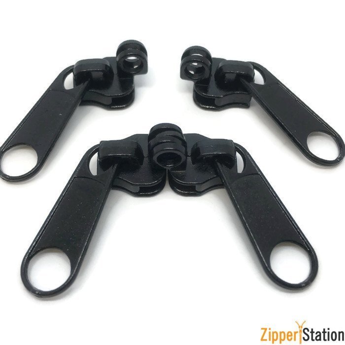 #5 Nylon Coil Zip Sliders/Pulls - Lock Sliders, Colour: Black
