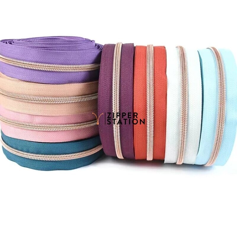 Nylon Continuous #5 Zip - Rose Gold Teeth (NO SLIDERS)