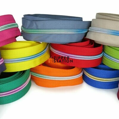 Nylon Continuous #5 Zip - Rainbow Teeth (NO SLIDERS) Nylon Continuous #5 Zip - Rainbow Teeth (NO SLIDERS)