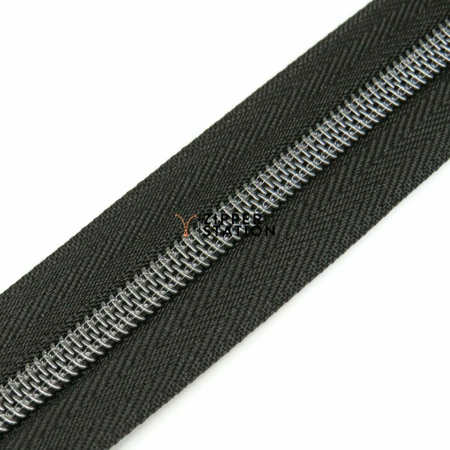 Nylon Continuous #5 Zip - Gun Metal Teeth (NO SLIDERS) Nylon Continuous #5 Zip - Gun Metal Teeth (NO SLIDERS), Colour: Black with Gun Metal Teeth