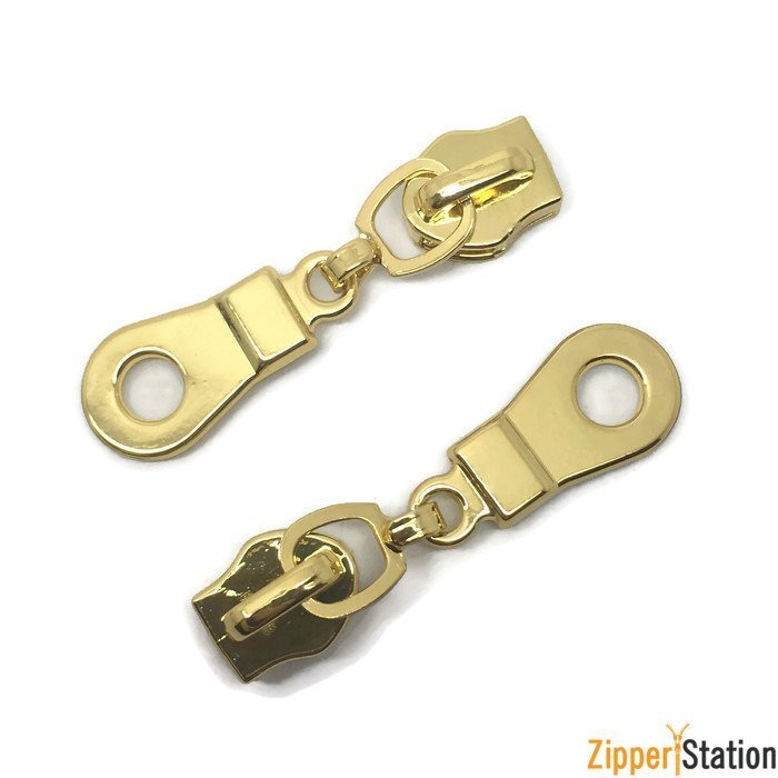 #5 Nylon Coil Zip Sliders/Pulls - Donut Pull #5 Nylon Coil Zip Sliders/Pulls - Donut Pull, Colour: Gold