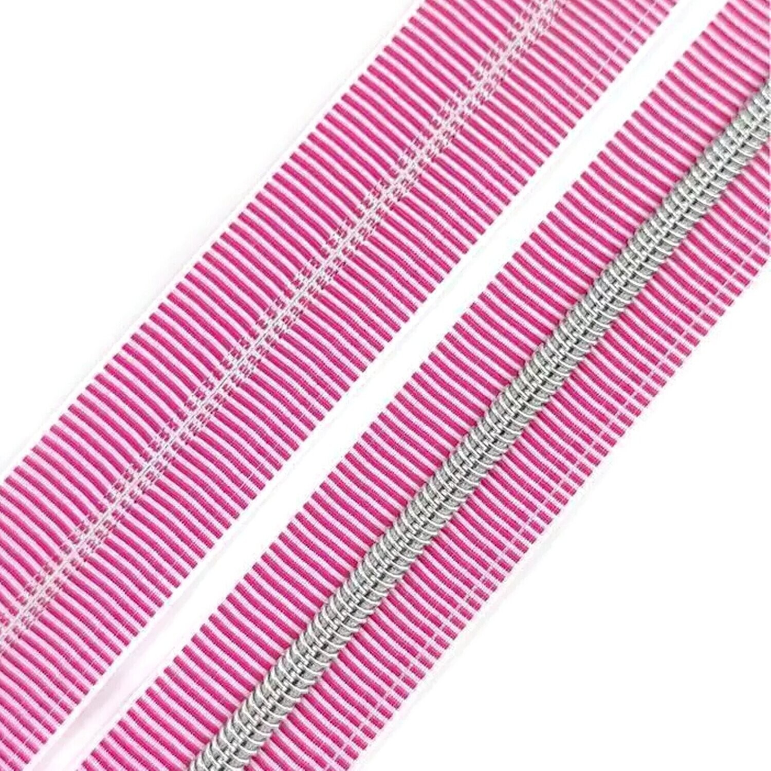 Stripe Tape - Nylon Continuous #5 Zip (NO SLIDERS) Stripe Tape - Nylon Continuous #5 Zip (NO SLIDERS), Style: Pink/Silver