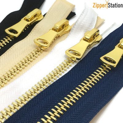 Polished Gold Open End Metal #8 Zip Polished Gold Open End Metal #8 Zip