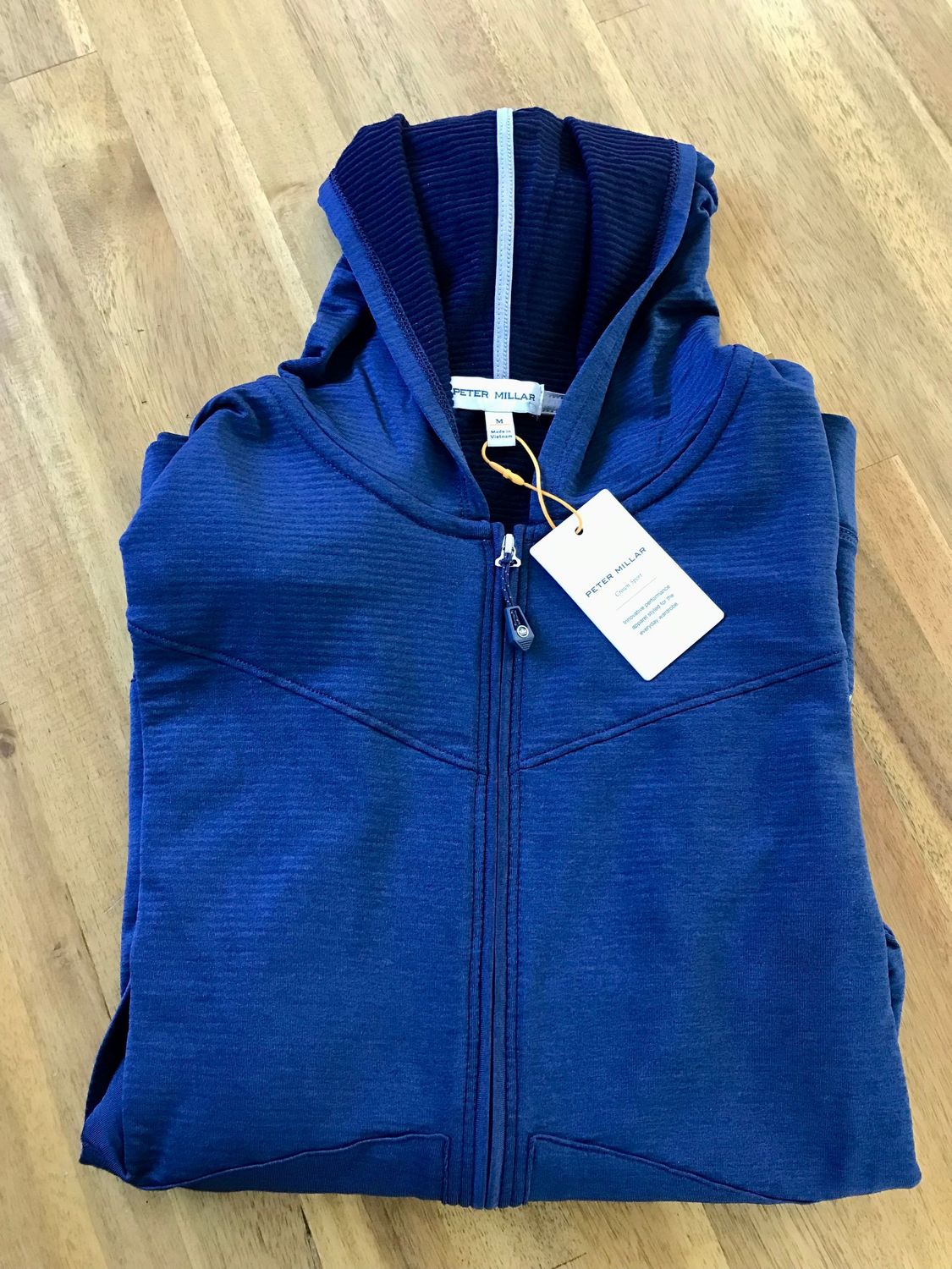 *NEW* Peter Millar Full Zip Crown Sport Navy Golf Hoodie Sweater- Medium ($165 MSRP)
