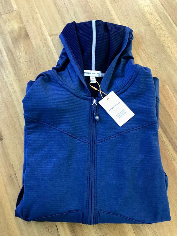 *NEW* Peter Millar Full Zip Crown Sport Navy Golf Hoodie Sweater- Medium ($165 MSRP)