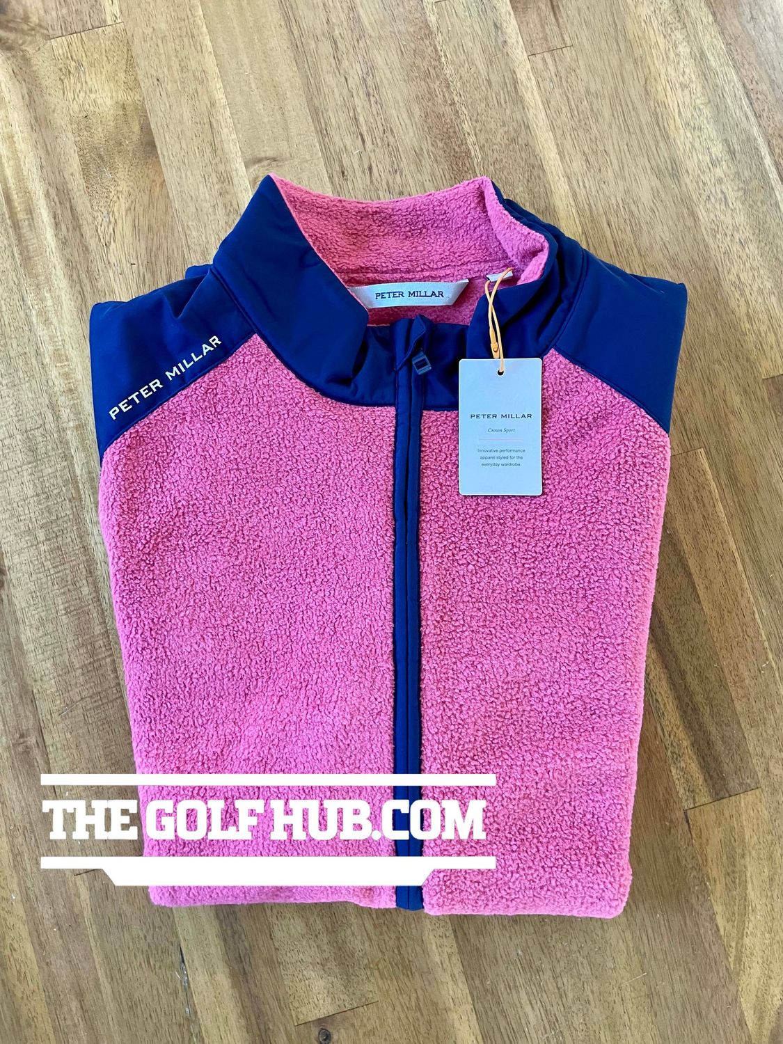 *NEW* Peter Millar	Full Zip Crown Sport Pink & Blue Sweater Vest- Medium ($225 MSRP)
