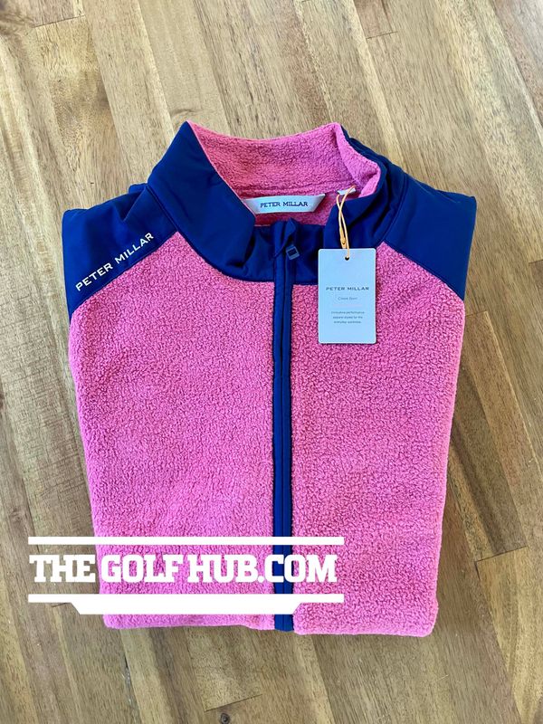 *NEW* Peter Millar	Full Zip Crown Sport Pink & Blue Sweater Vest- Medium ($225 MSRP)