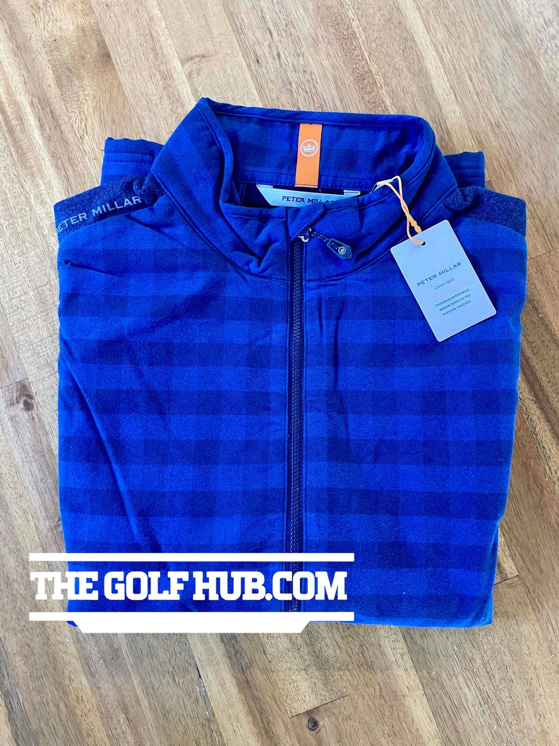 *NEW* Peter Millar	Full Zip Crown Sport Plaid Navy Blue Sweater Vest- Medium ($220 MSRP)