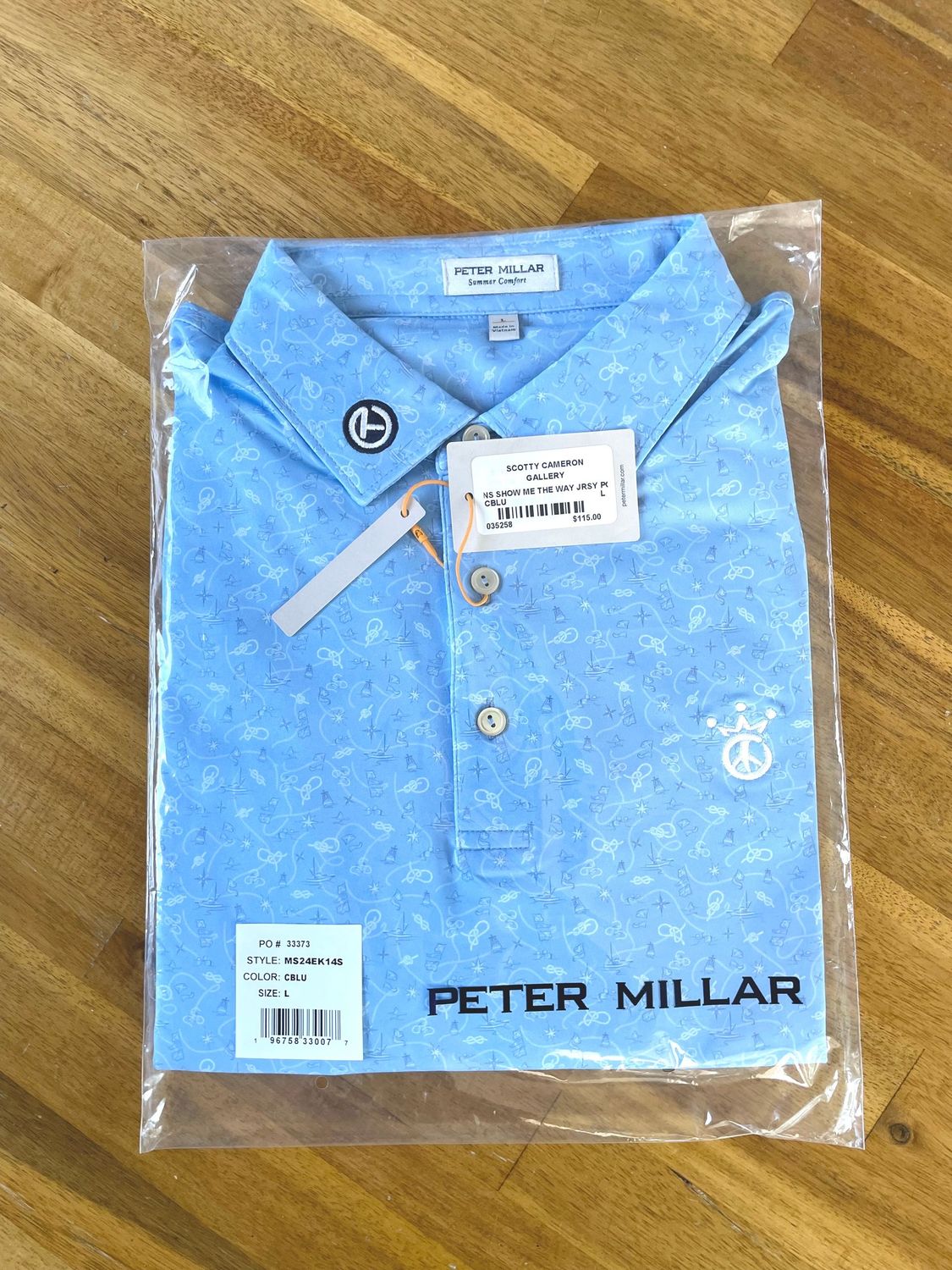 *NEW* Scotty Cameron Gallery Circle T C Blue Peace Crown Jersey Polo- Large