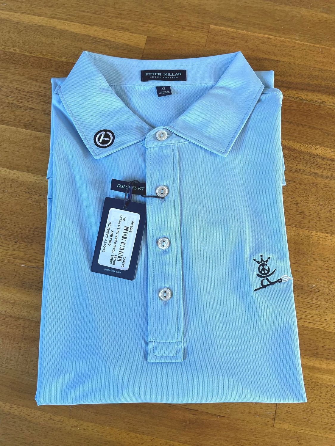 *NEW* Scotty Cameron Gallery Blue Frost Crown Crafted Peace Surfer Polo- XL