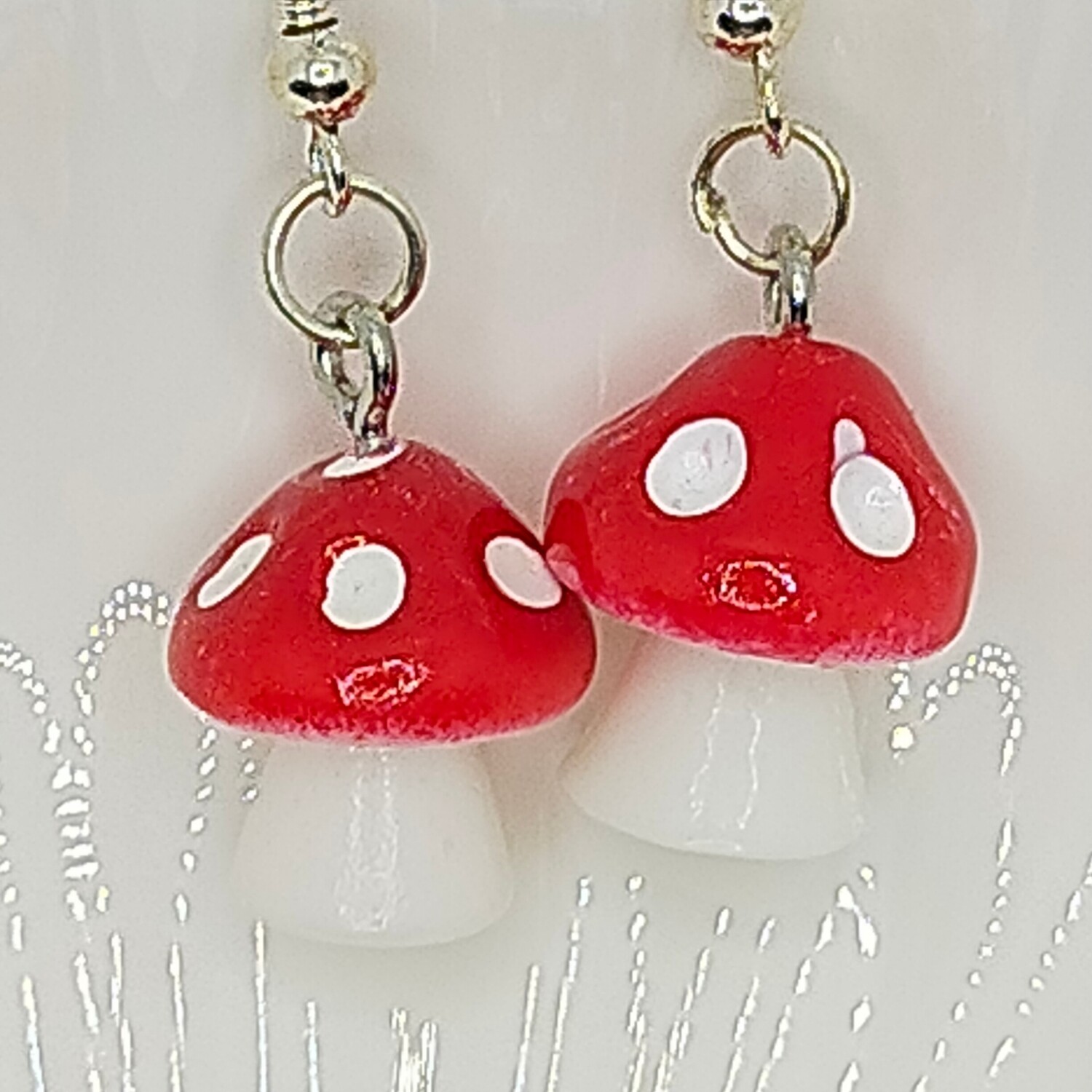 925 er Sterling Silber mit Stempel Pilze Ohrringe 