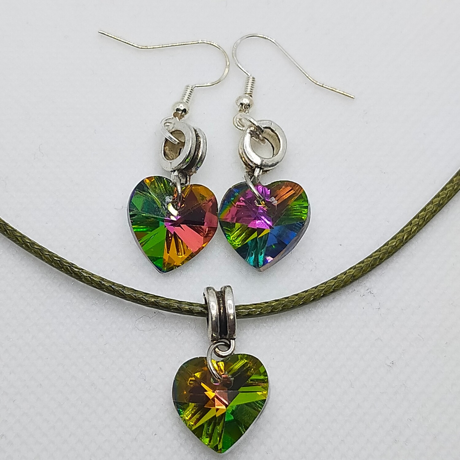 Buntes Kristall-Halsketten-Ohrring-Set