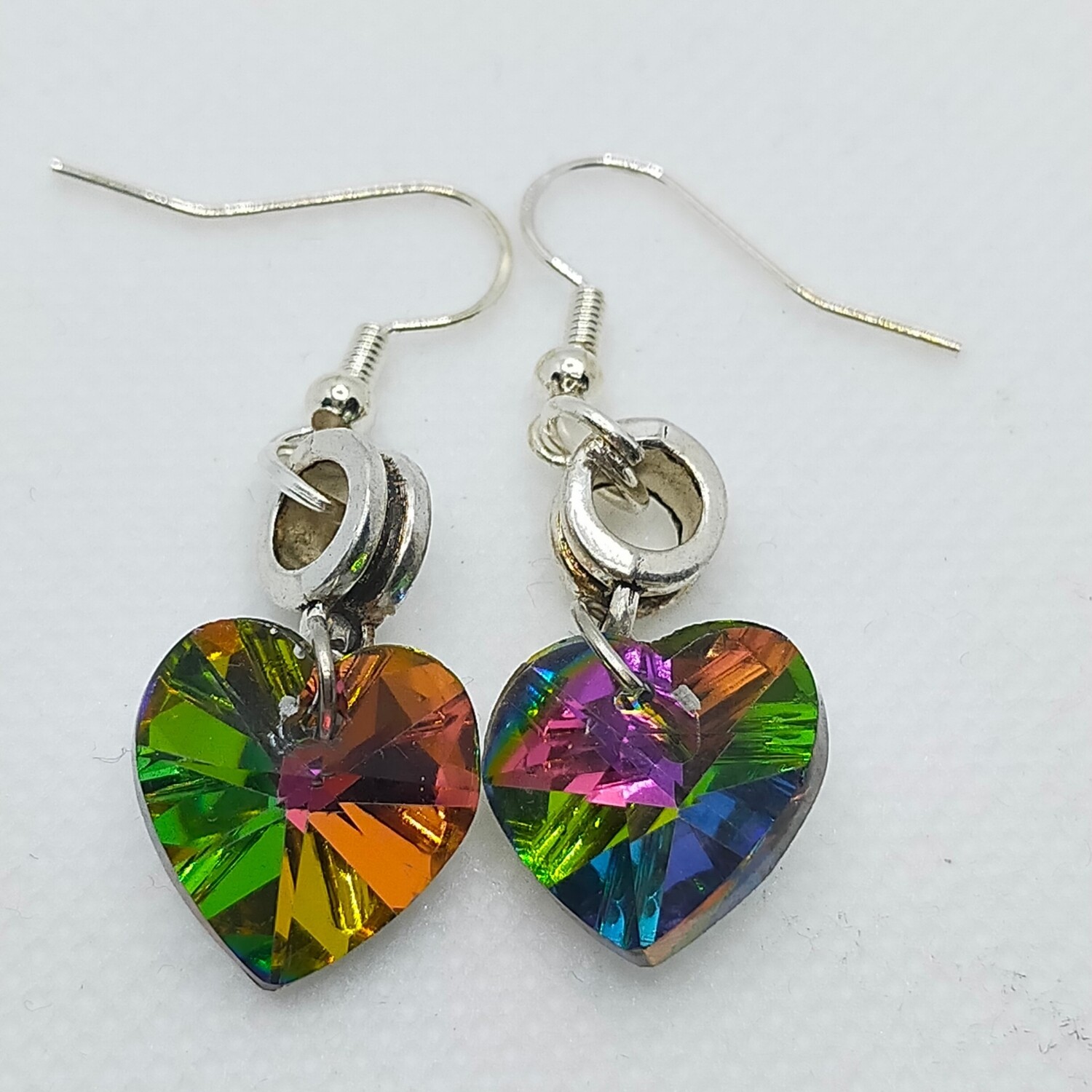 925er Sterling Silber mit Stempel Kritaleherzen Ohrringe in verschiedenen Farben 
