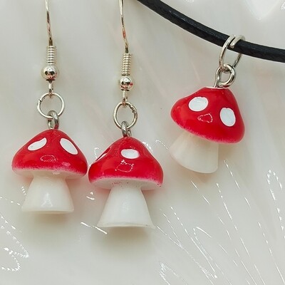 Pilze Halskette und Ohrringe Set