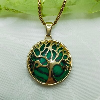 Edelstahle und Haledelsteine Baum des Lebens Halskette