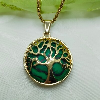 Edelstahle und Haledelsteine Baum des Lebens Halskette