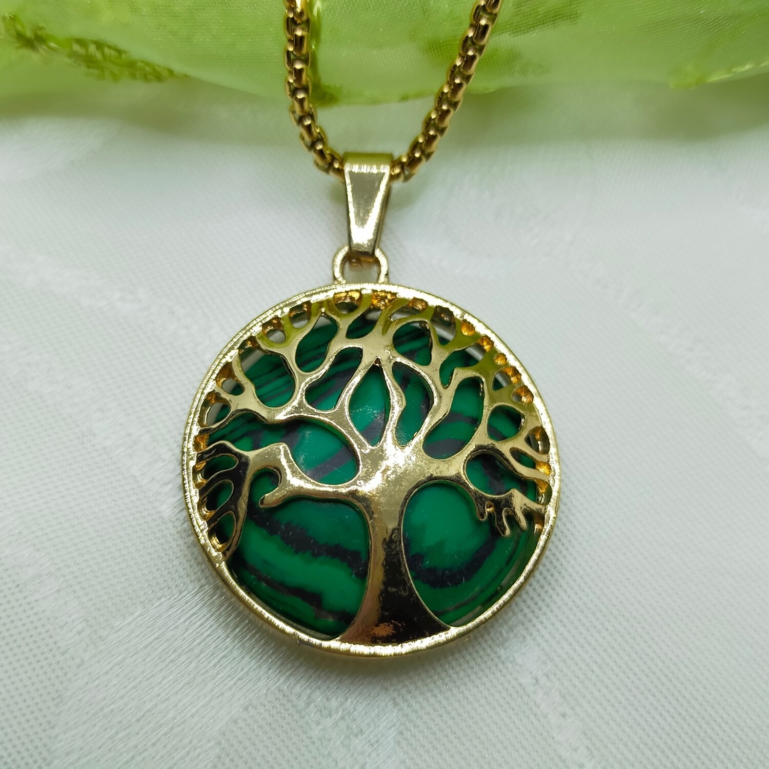 Edelstahle und Haledelsteine Baum des Lebens Halskette 