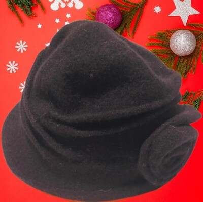 Moderner Hut mit Rosenmuster (Schwarz/Braun) 100% Wolle