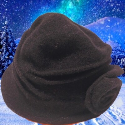 Moderner Hut mit Rosenmuster (Schwarz/Braun) 100% Wolle