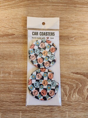 Smiley faces car coasters