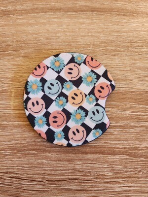 Smiley faces car coasters