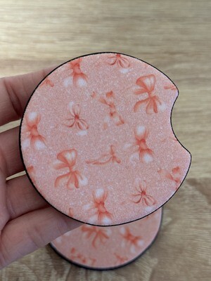 Pink Girly Bows Car Coasters