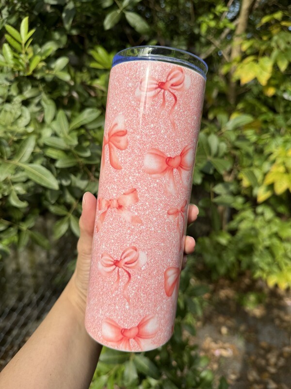 Pink Girly Bows tumbler