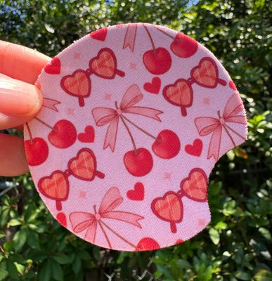 Pink Girly Bows and Cherries Car Coasters