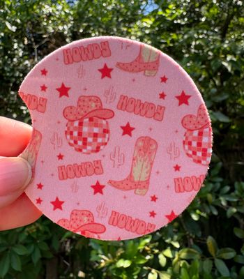Pink Cowgirl Howdy Car Coasters