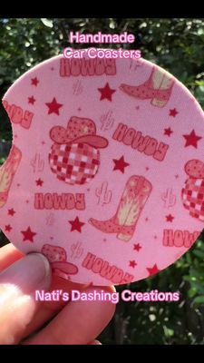 Pink Cowgirl Howdy Car Coasters