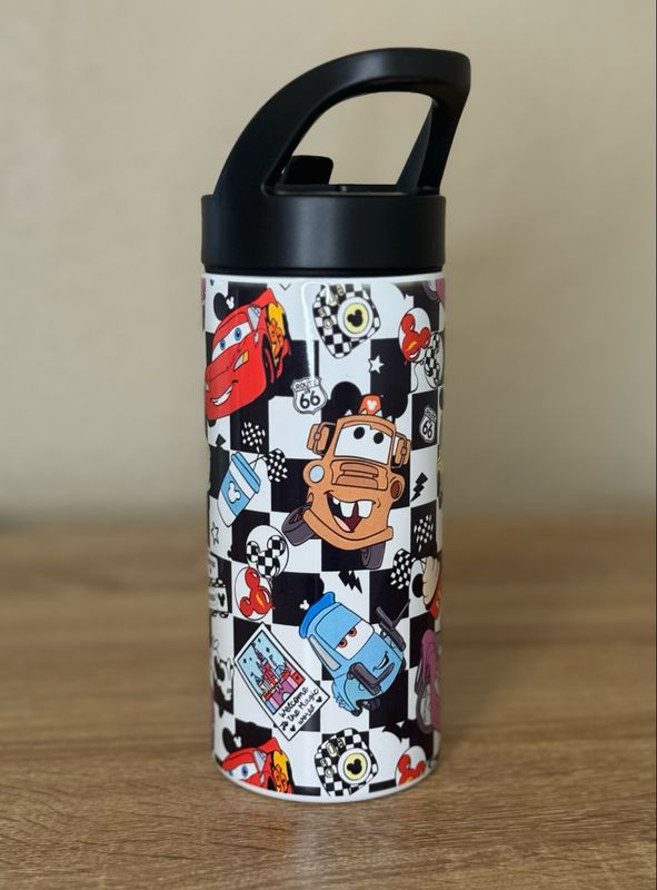 Checkered Cars Kids Tumbler
