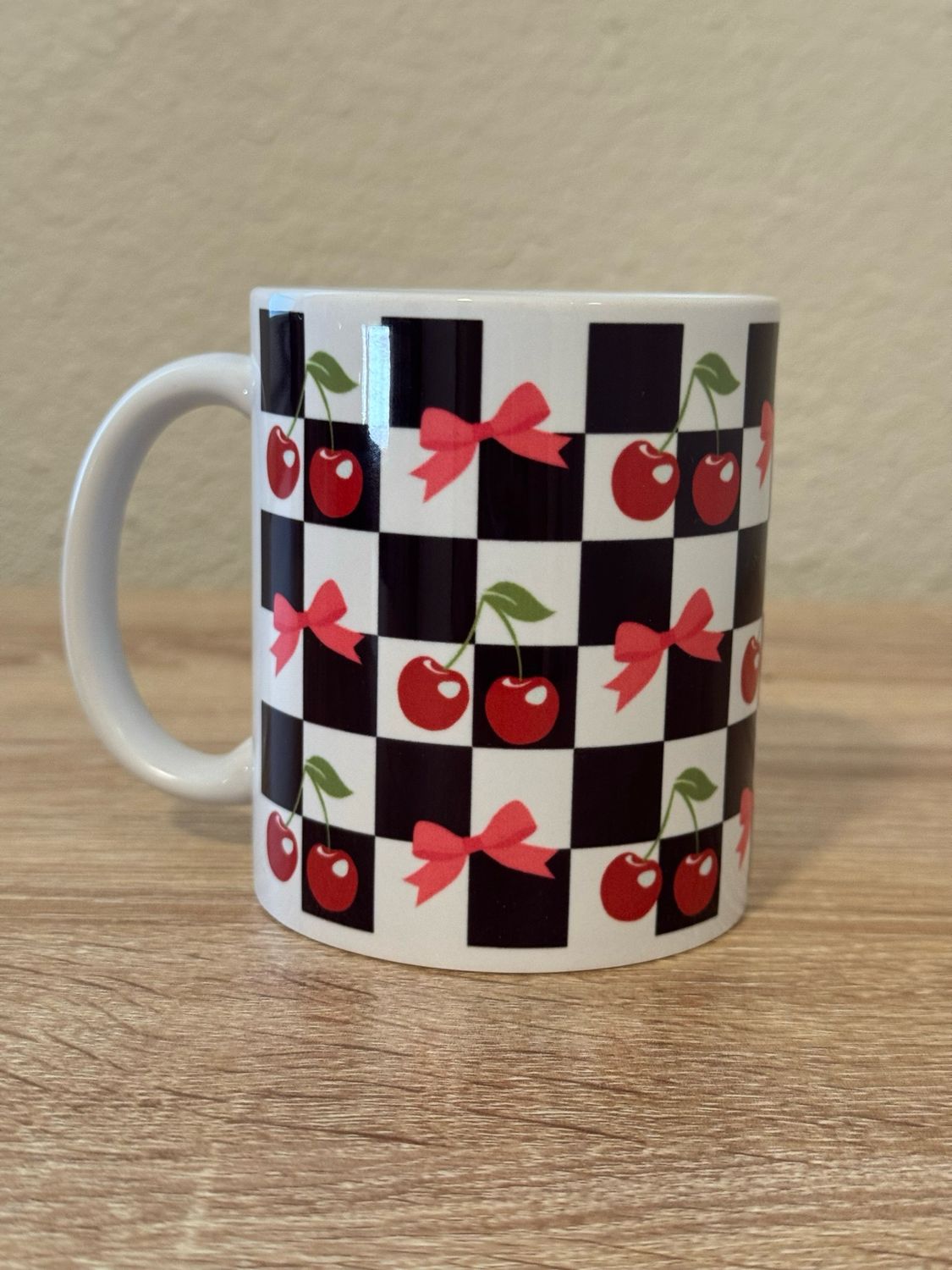 Checkered Bow With Cherries Mug
