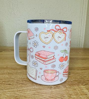Cute Bookish Girly Travel Mug