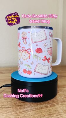 Cute Bookish Girly Travel Mug
